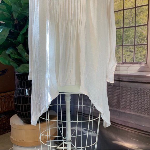 American Rag Cie Off White Pleated Sweater Hi Lo Flowy 1X Lace Details - Picture 9 of 14